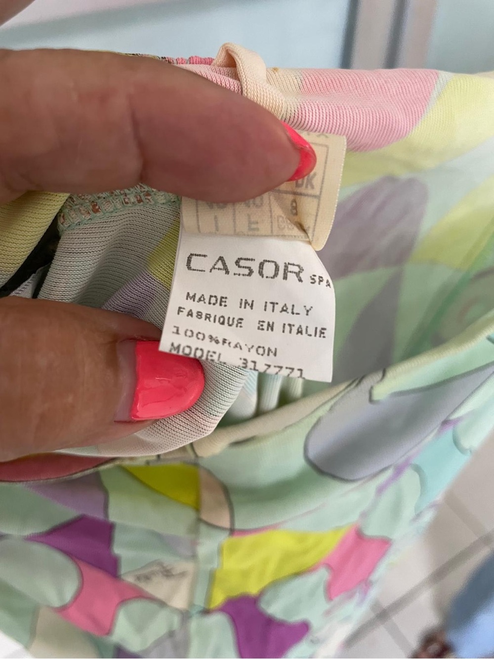 Emilio Pucci Pastel Geometric Flare Pants very vintage need repair waist elastic - Picture 8 of 11